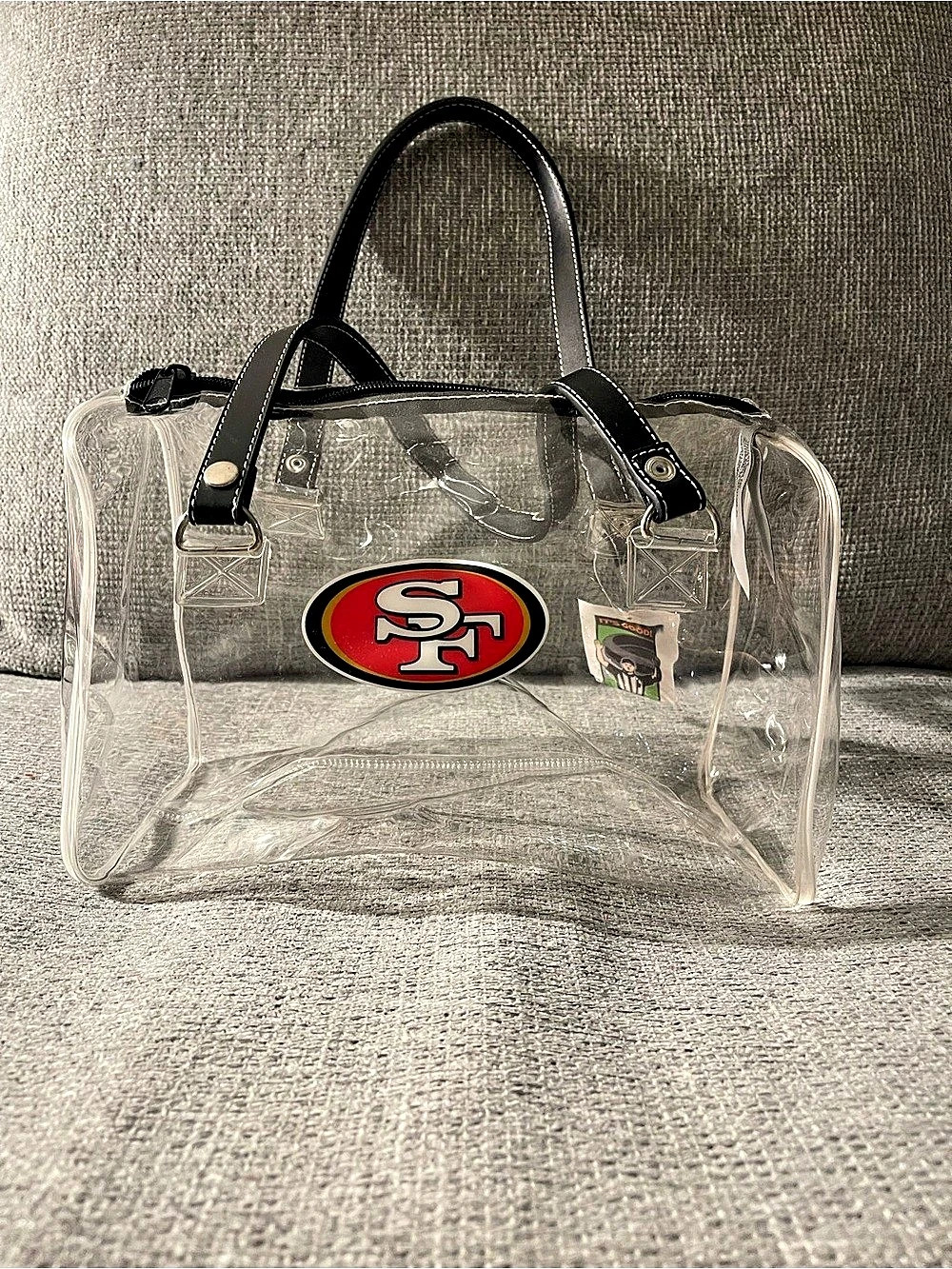 San Francisco 49ers Clear Tote Pursewith Black Trim NWT